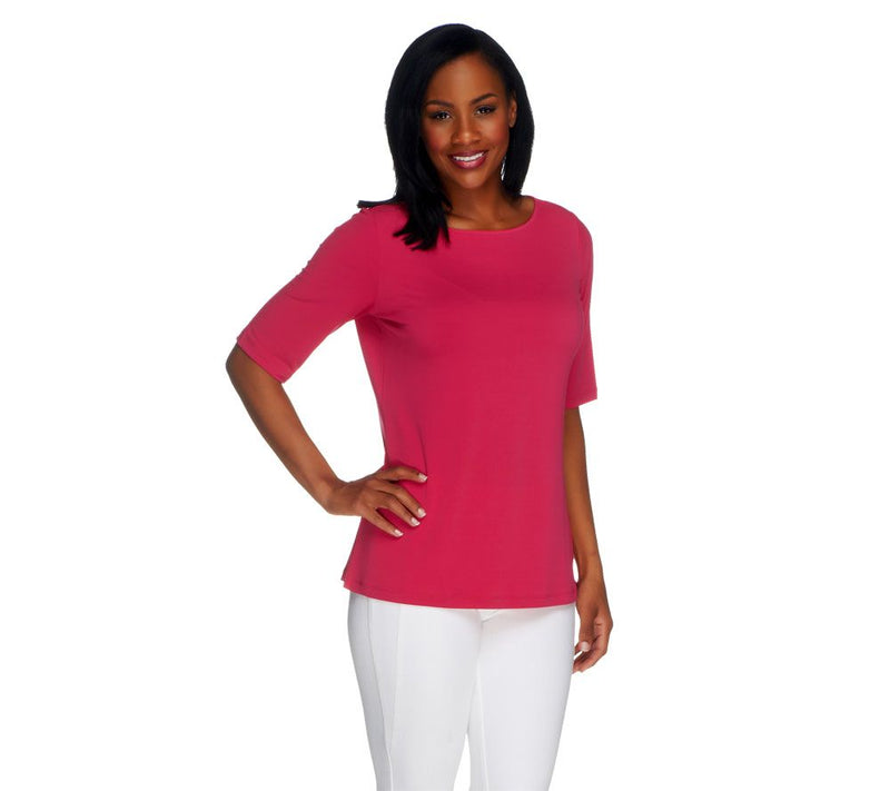 Susan Graver Essentials Liquid Knit Bateau Neck Top — View 25