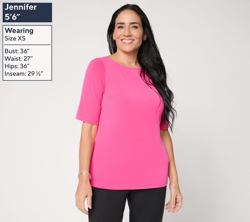 Susan Graver Essentials Liquid Knit Bateau Neck Top — View 53