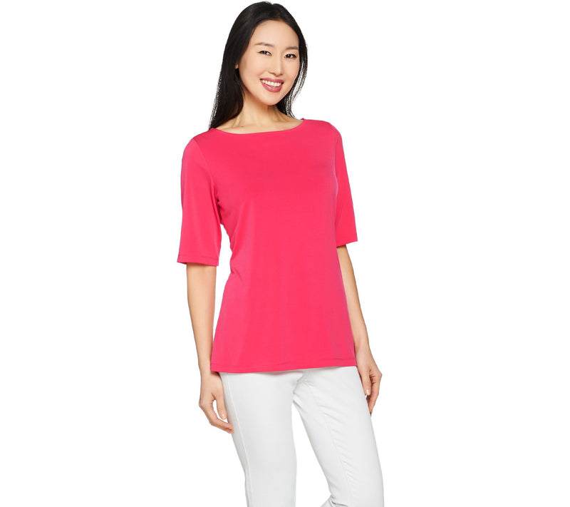 Susan Graver Essentials Liquid Knit Bateau Neck Top — View 21