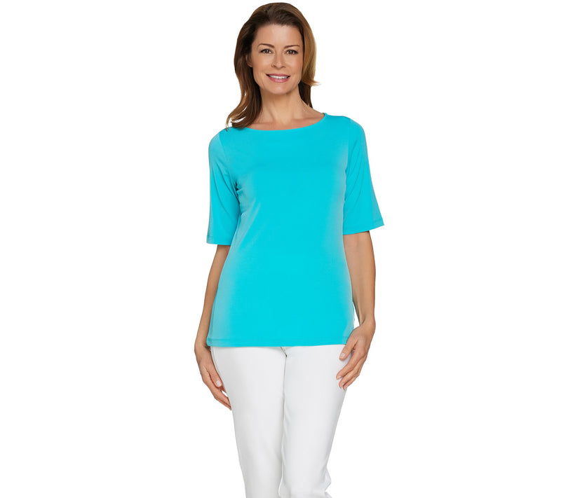 Susan Graver Essentials Liquid Knit Bateau Neck Top — View 33