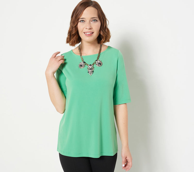 Susan Graver Essentials Liquid Knit Bateau Neck Top — View 76