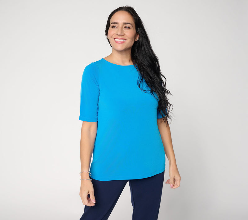 Susan Graver Essentials Liquid Knit Bateau Neck Top — View 79