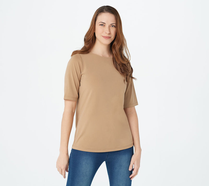 Susan Graver Essentials Liquid Knit Bateau Neck Top — View 80