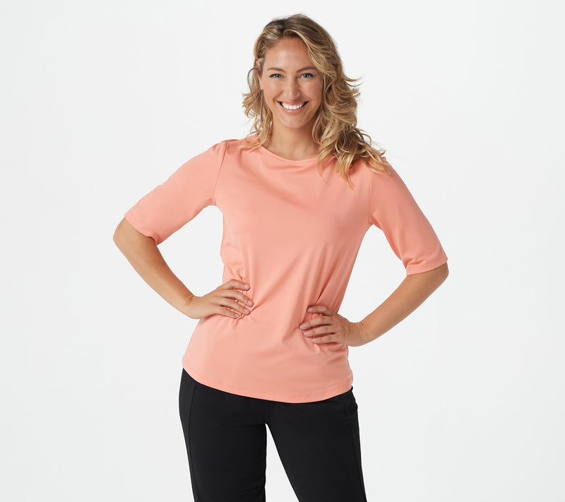 Susan Graver Essentials Butterknit Elbow Sleeve Bateau Neck Top — View 47