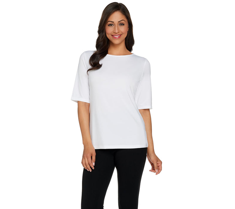 Susan Graver Essentials Butterknit Elbow Sleeve Bateau Neck Top — View 35