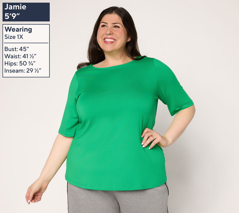 Susan Graver Essentials Butterknit Elbow Sleeve Bateau Neck Top — View 54
