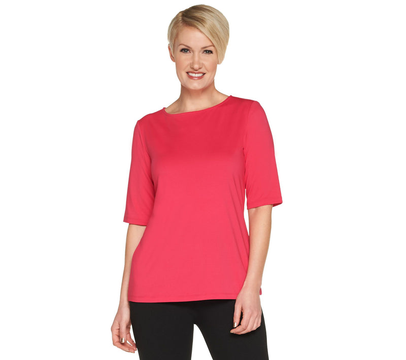 Susan Graver Essentials Butterknit Elbow Sleeve Bateau Neck Top — View 27