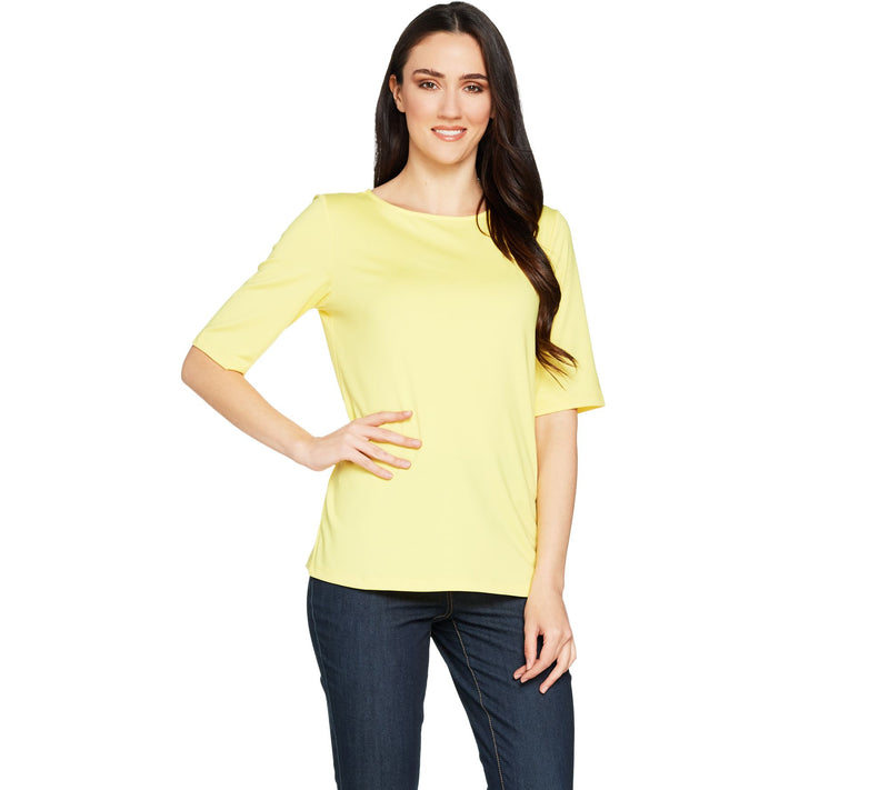Susan Graver Essentials Butterknit Elbow Sleeve Bateau Neck Top — View 25