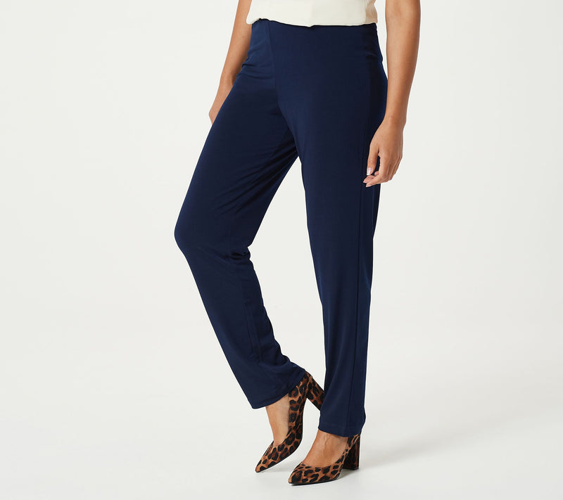 Susan Graver Essentials Pet Liquid Knit Straight Leg Pants — View 5