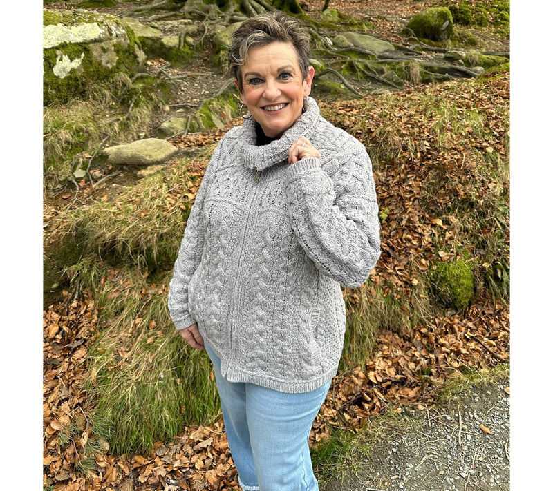 Aran Crafts Merino Wool Zip Front Cardigan — View 26