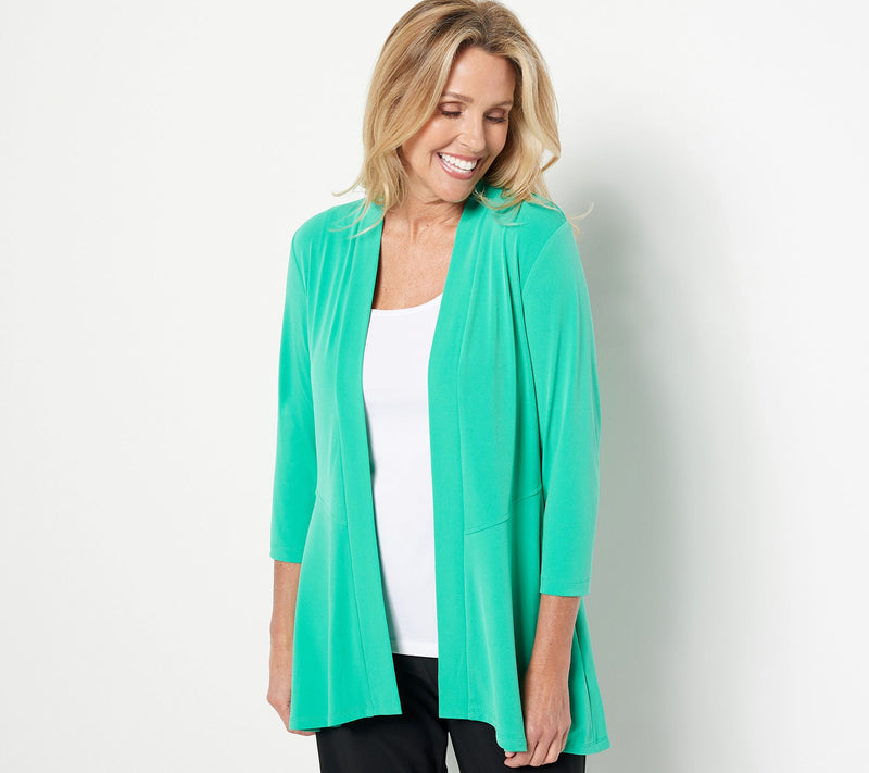 Susan Graver Liquid Knit 3/4 Sleeve Cardigan with Peplum — View 15