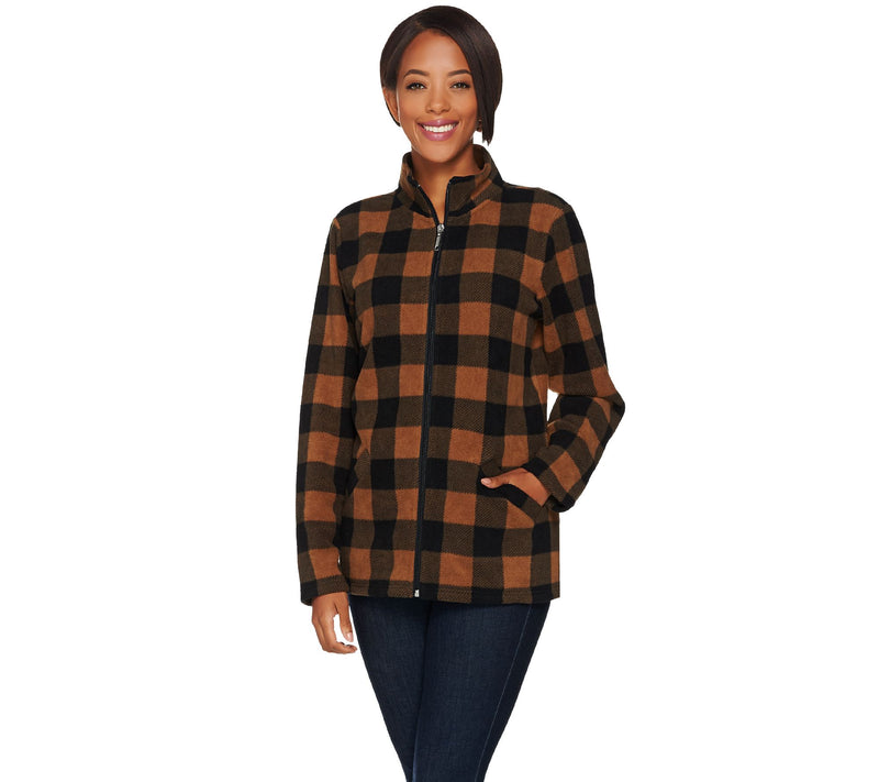 Denim & Co. Printed Fleece Zip Front Long Sleeve Jacket with Pockets — View 5