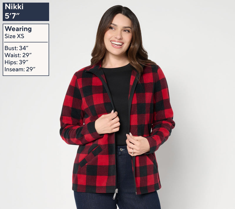 Denim & Co. Printed Fleece Zip Front Long Sleeve Jacket with Pockets — View 29