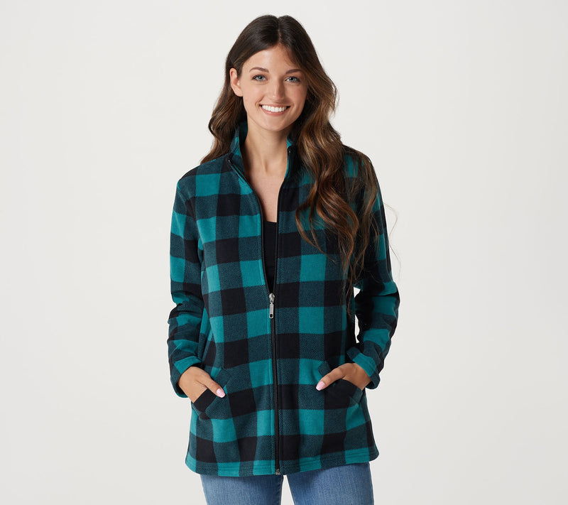 Denim & Co. Printed Fleece Zip Front Long Sleeve Jacket with Pockets — View 46