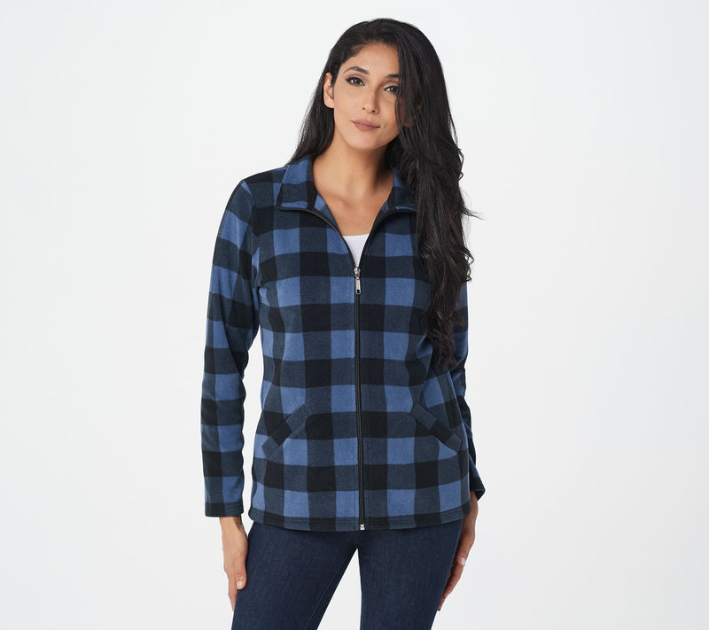 Denim & Co. Printed Fleece Zip Front Long Sleeve Jacket with Pockets — View 47