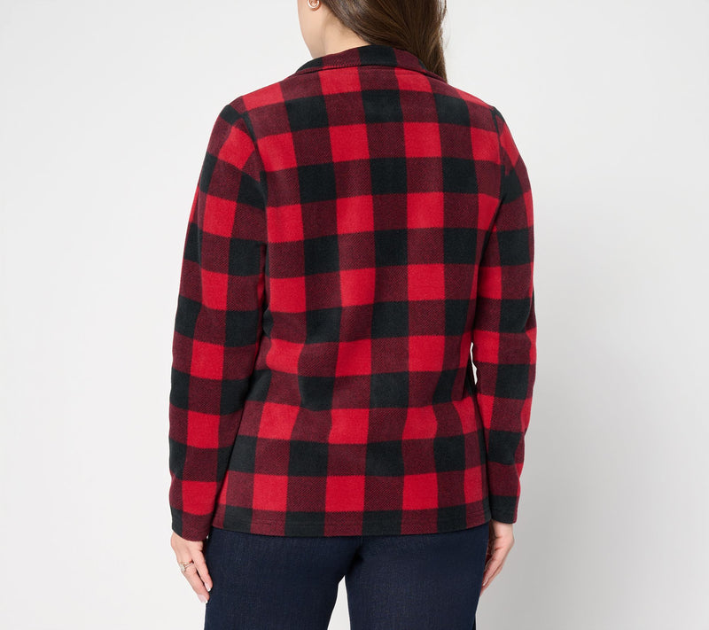 Denim & Co. Printed Fleece Zip Front Long Sleeve Jacket with Pockets — View 30