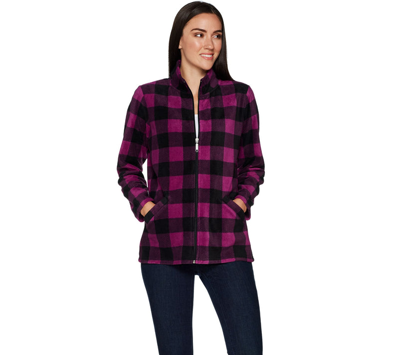 Denim & Co. Printed Fleece Zip Front Long Sleeve Jacket with Pockets — View 6