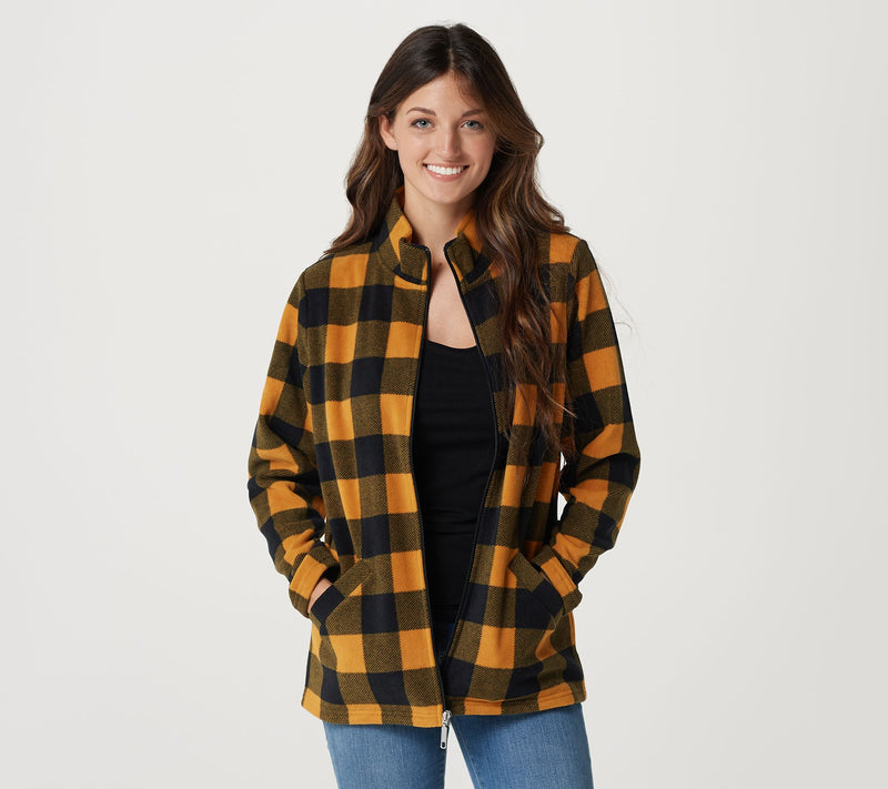 Denim & Co. Printed Fleece Zip Front Long Sleeve Jacket with Pockets — View 49