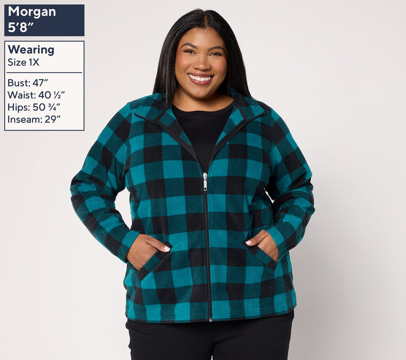 Denim & Co. Printed Fleece Zip Front Long Sleeve Jacket with Pockets — View 28