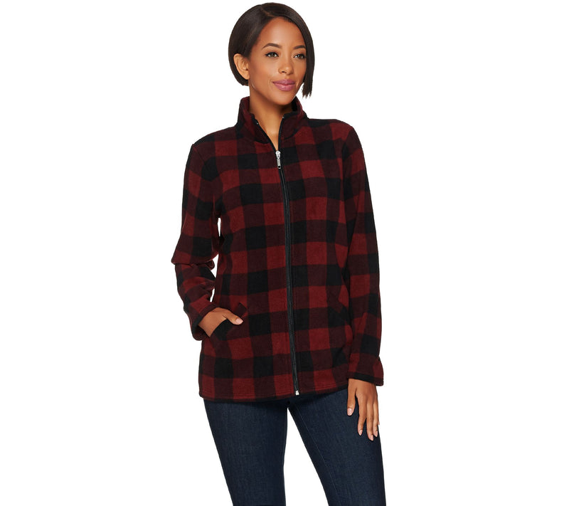 Denim & Co. Printed Fleece Zip Front Long Sleeve Jacket with Pockets — View 18