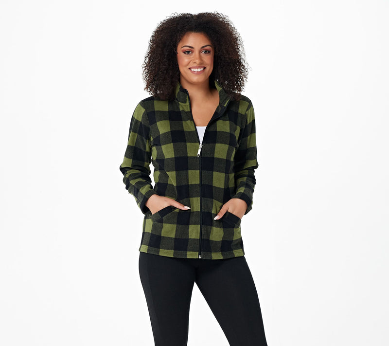 Denim & Co. Printed Fleece Zip Front Long Sleeve Jacket with Pockets — View 26