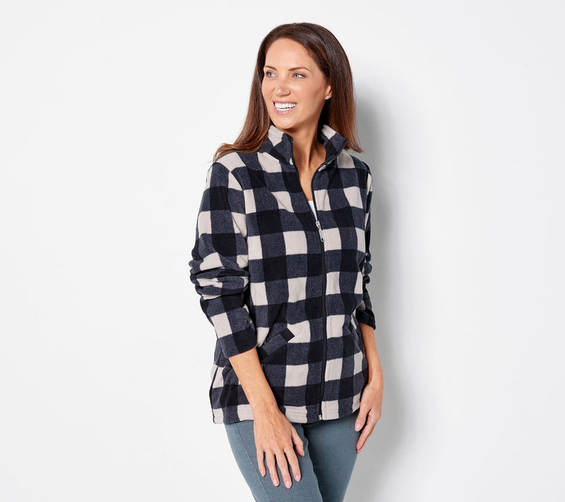Denim & Co. Printed Fleece Zip Front Long Sleeve Jacket with Pockets — View 27