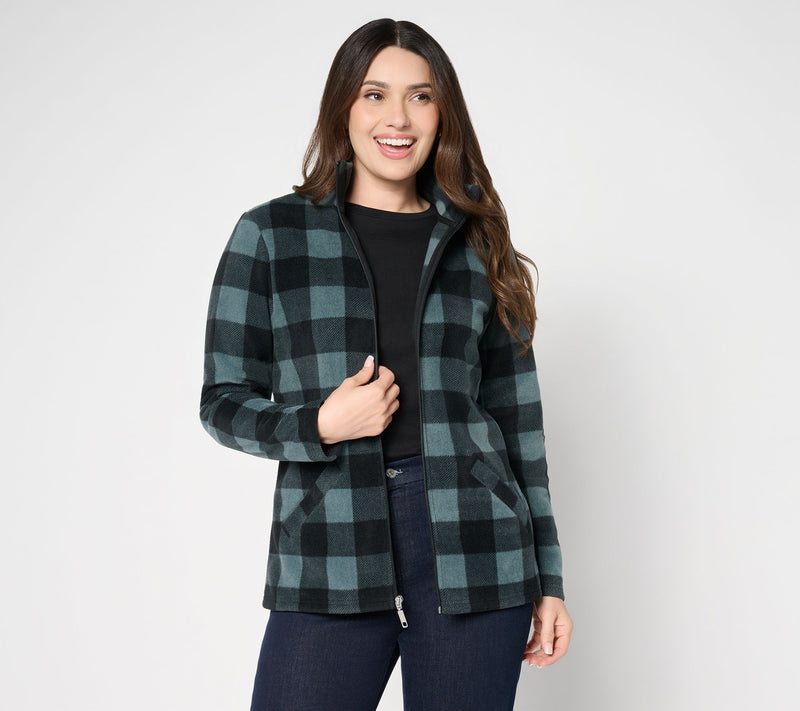 Denim & Co. Printed Fleece Zip Front Long Sleeve Jacket with Pockets — View 55