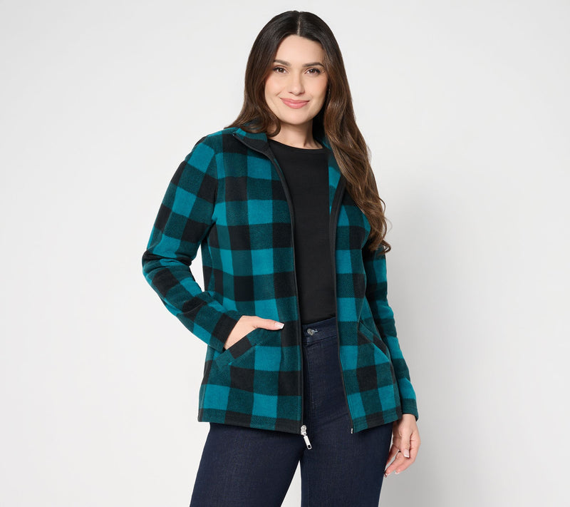 Denim & Co. Printed Fleece Zip Front Long Sleeve Jacket with Pockets — View 56