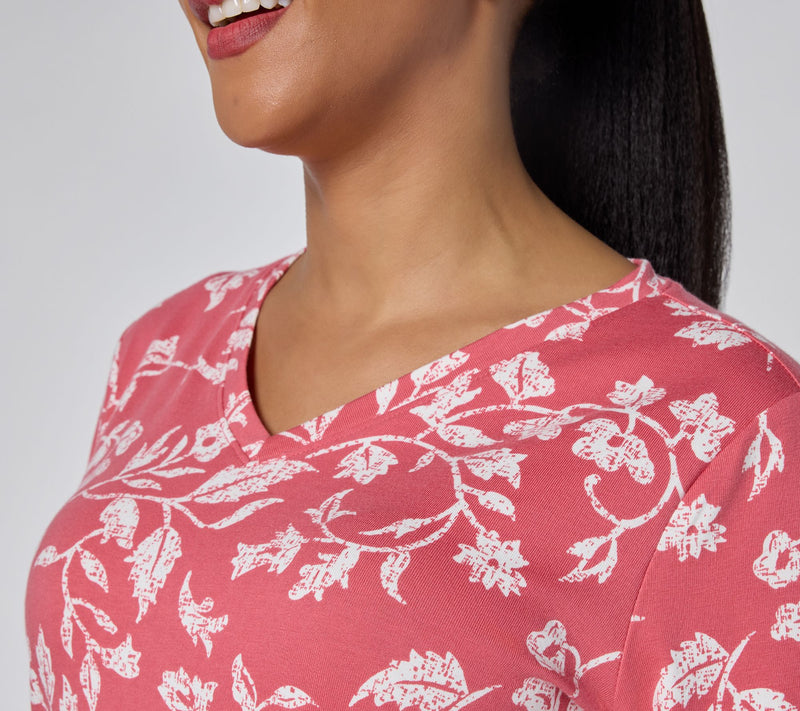 Denim & Co. Printed 3/4 Sleeve V-neck Top — View 26