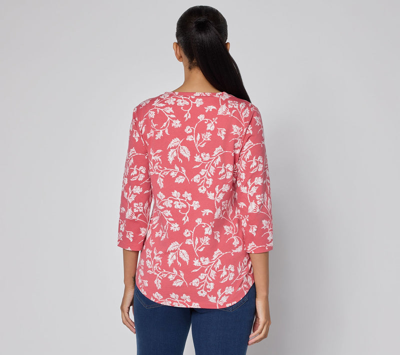 Denim & Co. Printed 3/4 Sleeve V-neck Top — View 24