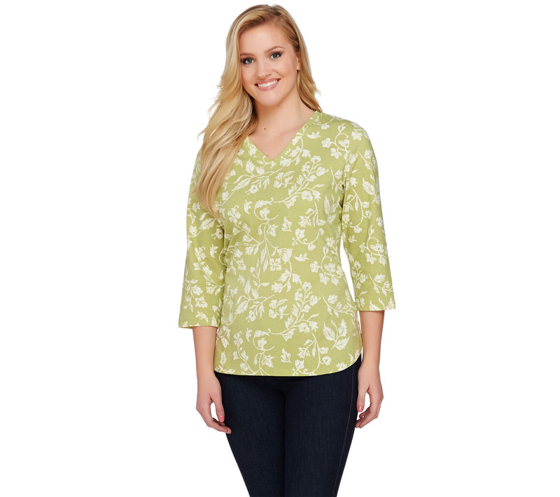 Denim & Co. Printed 3/4 Sleeve V-neck Top — View 12