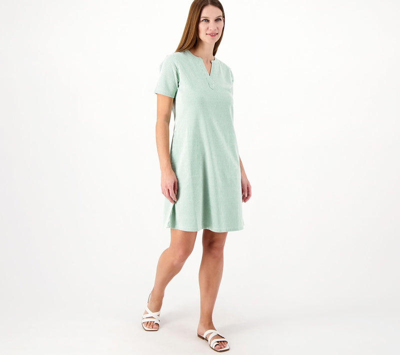 Isaac Mizrahi Live! Regular Knit Seersucker Short Sleeve Dress — View 11