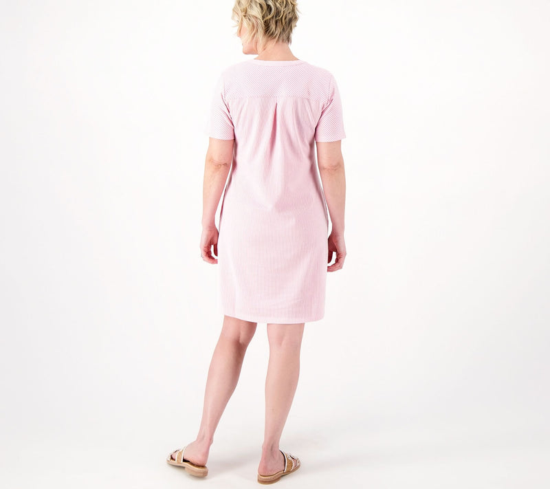 Isaac Mizrahi Live! Regular Knit Seersucker Short Sleeve Dress — View 14