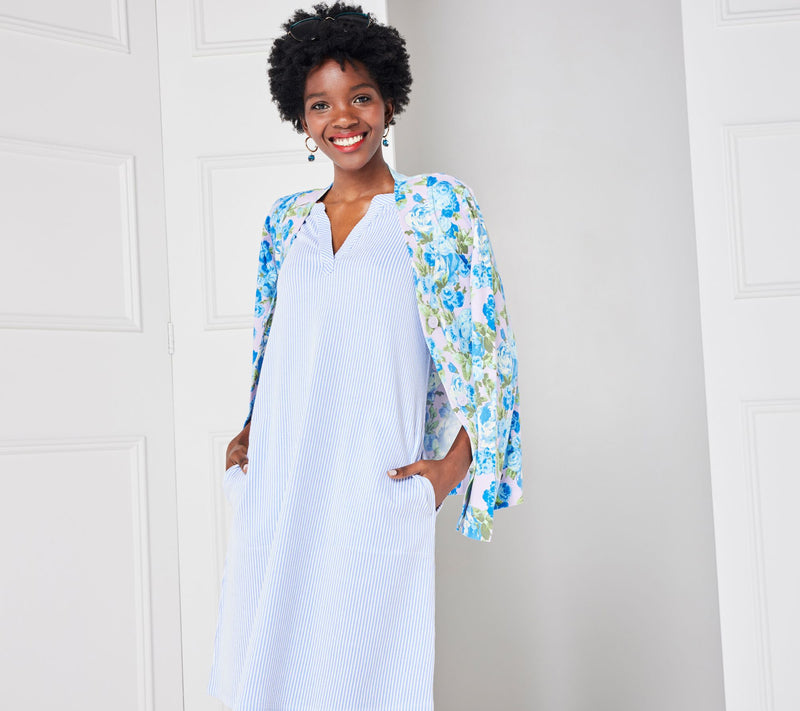 Isaac Mizrahi Live! Regular Knit Seersucker Short Sleeve Dress — View 15