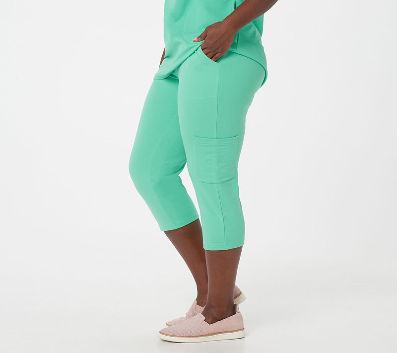 Denim & Co. Active French Terry Cargo Capri Pants — View 35