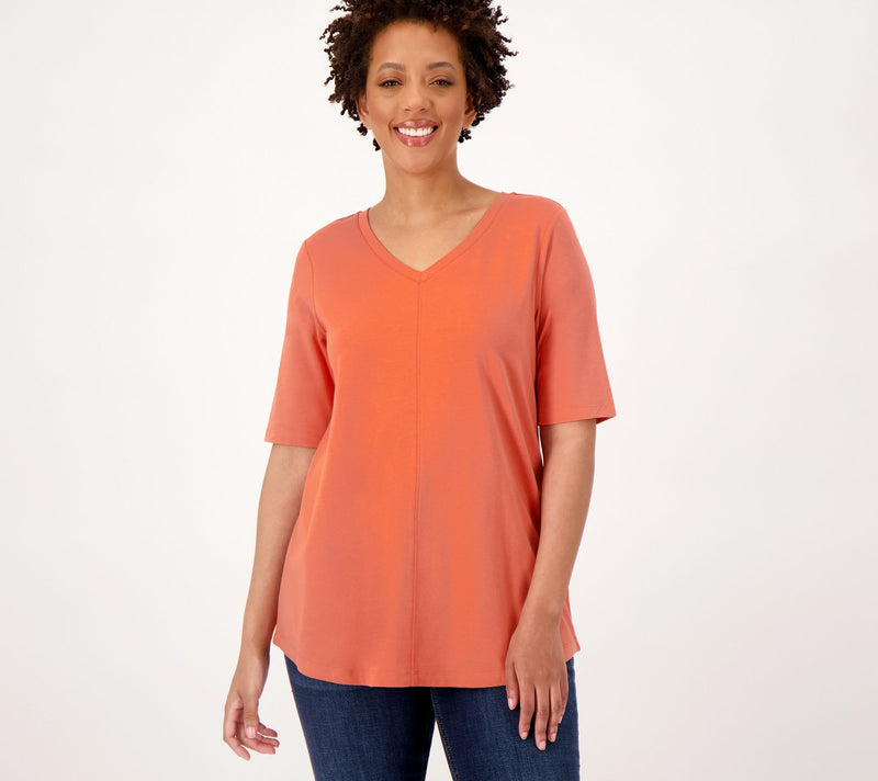 Denim & Co. Essentials Elbow Sleeve Top with Seaming Detail — View 40