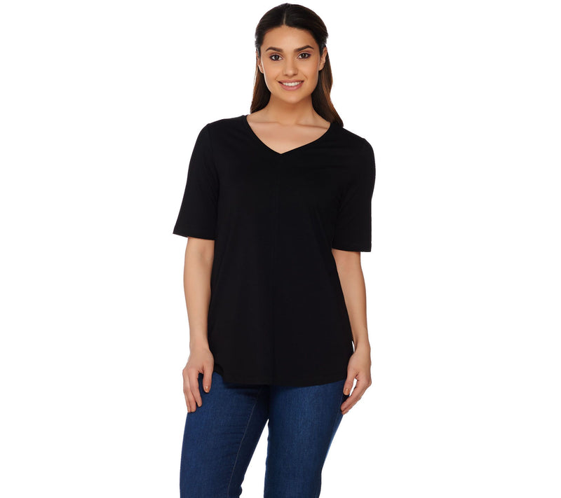 Denim & Co. Essentials Elbow Sleeve Top with Seaming Detail — View 9