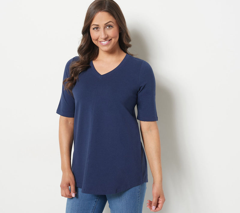 Denim & Co. Essentials Elbow Sleeve Top with Seaming Detail — View 41