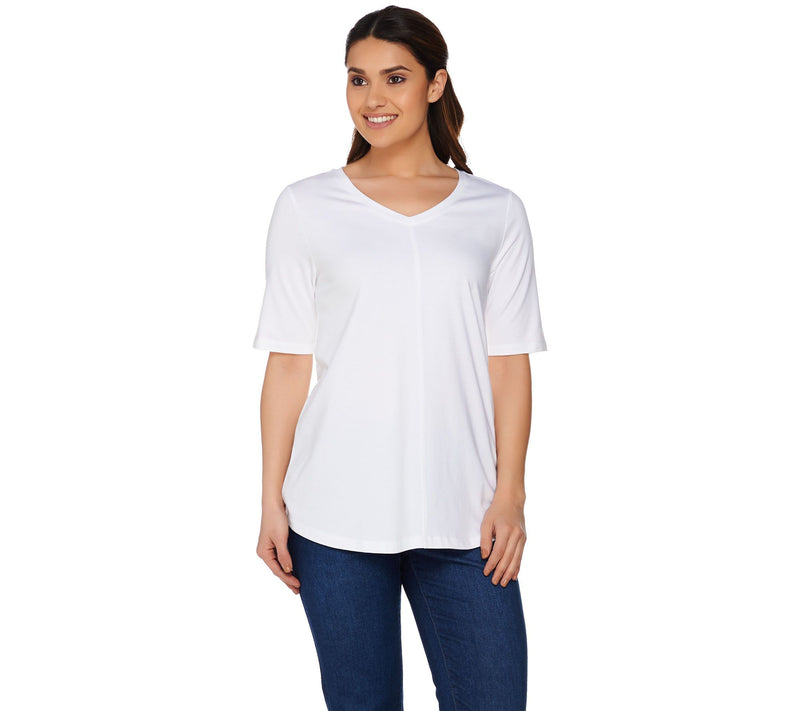 Denim & Co. Essentials Elbow Sleeve Top with Seaming Detail — View 17