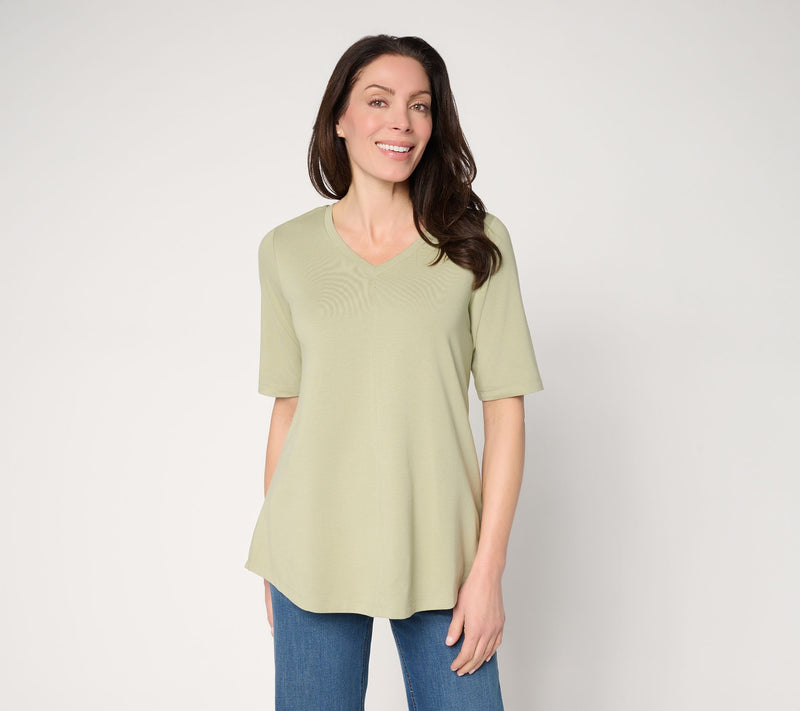 Denim & Co. Essentials Elbow Sleeve Top with Seaming Detail — View 43