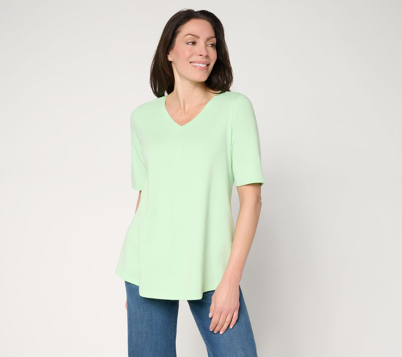 Denim & Co. Essentials Elbow Sleeve Top with Seaming Detail — View 44