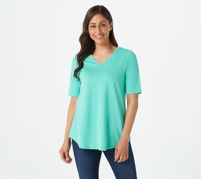 Denim & Co. Essentials Elbow Sleeve Top with Seaming Detail — View 46