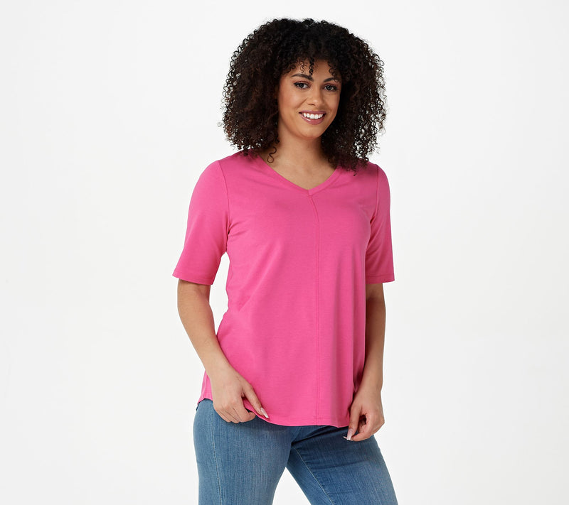 Denim & Co. Essentials Elbow Sleeve Top with Seaming Detail — View 47