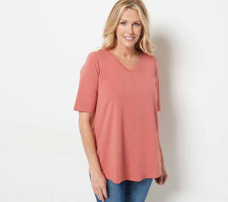 Denim & Co. Essentials Elbow Sleeve Top with Seaming Detail — View 48