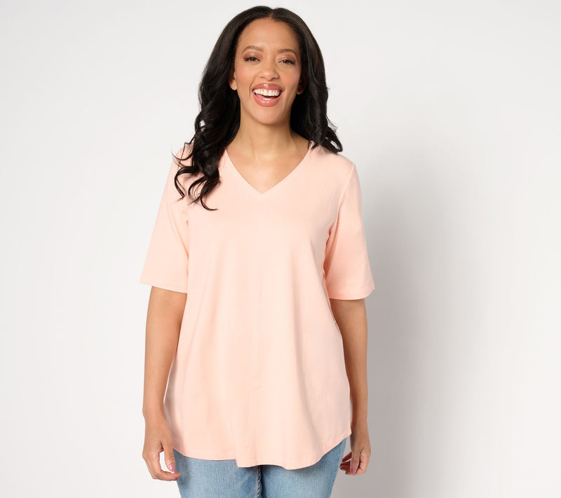 Denim & Co. Essentials Elbow Sleeve Top with Seaming Detail — View 19