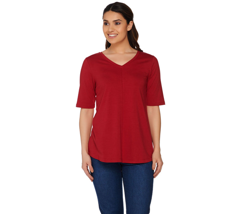 Denim & Co. Essentials Elbow Sleeve Top with Seaming Detail — View 11