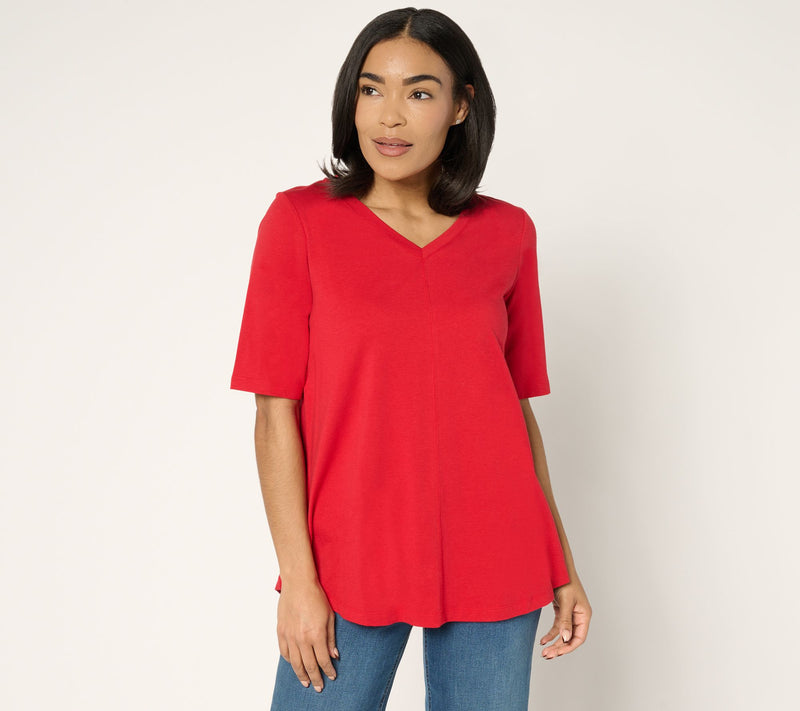 Denim & Co. Essentials Elbow Sleeve Top with Seaming Detail — View 52