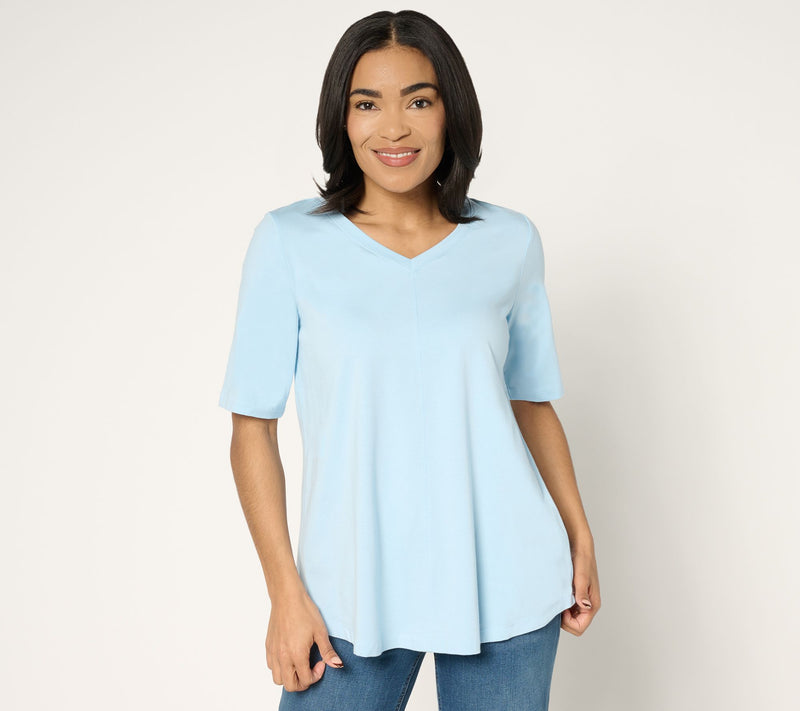 Denim & Co. Essentials Elbow Sleeve Top with Seaming Detail — View 53