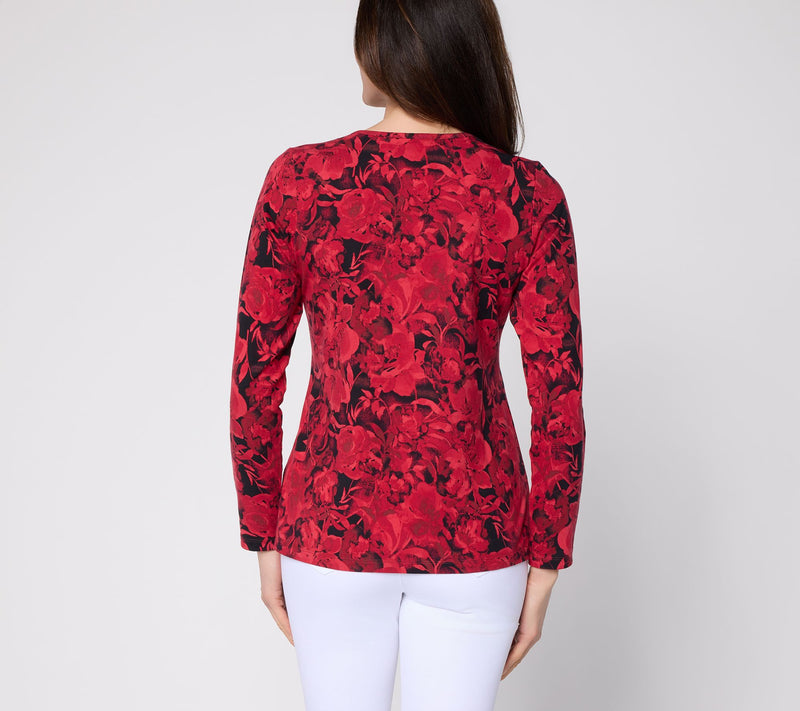 Denim & Co. Printed Floral Perfect Jersey Long Sleeve Top — View 18