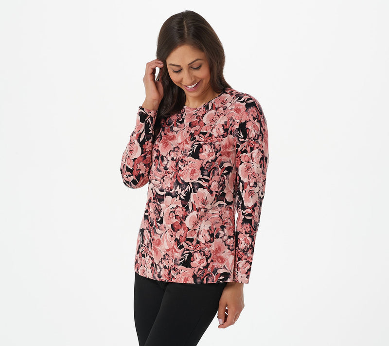 Denim & Co. Printed Floral Perfect Jersey Long Sleeve Top — View 34